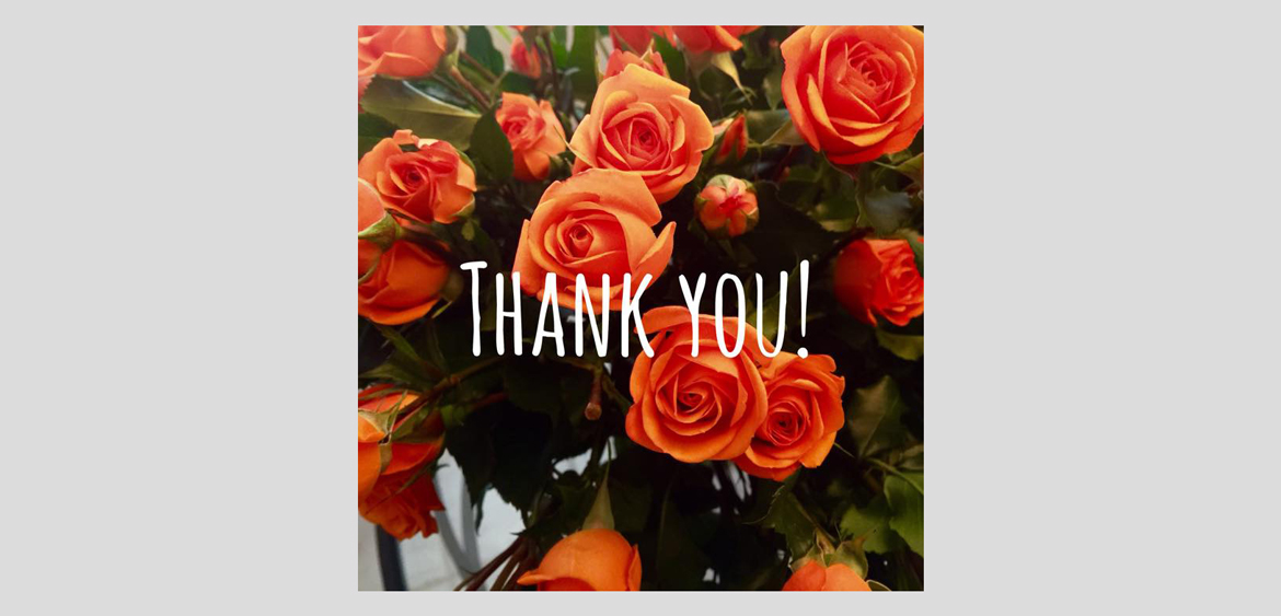 fingerprint design's photo of flowers that also says thank you