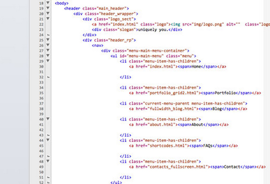 fingerprint design's screenshot of web code