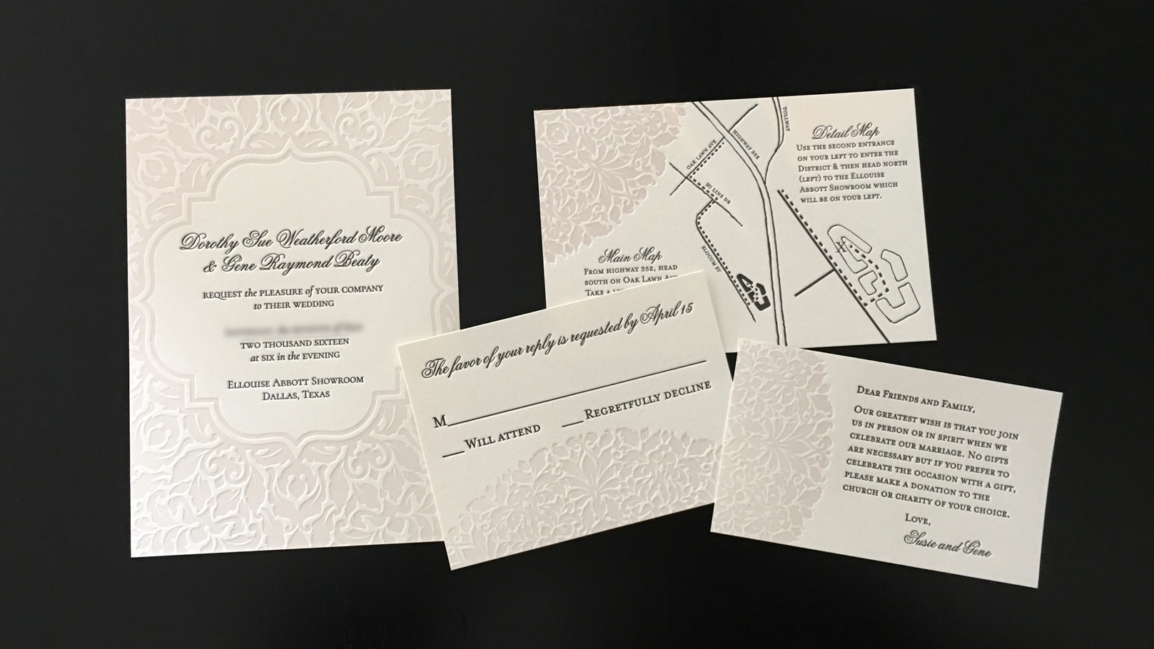fingerprint design's photo of Susie's Elegant Letterpress Invitation Suite