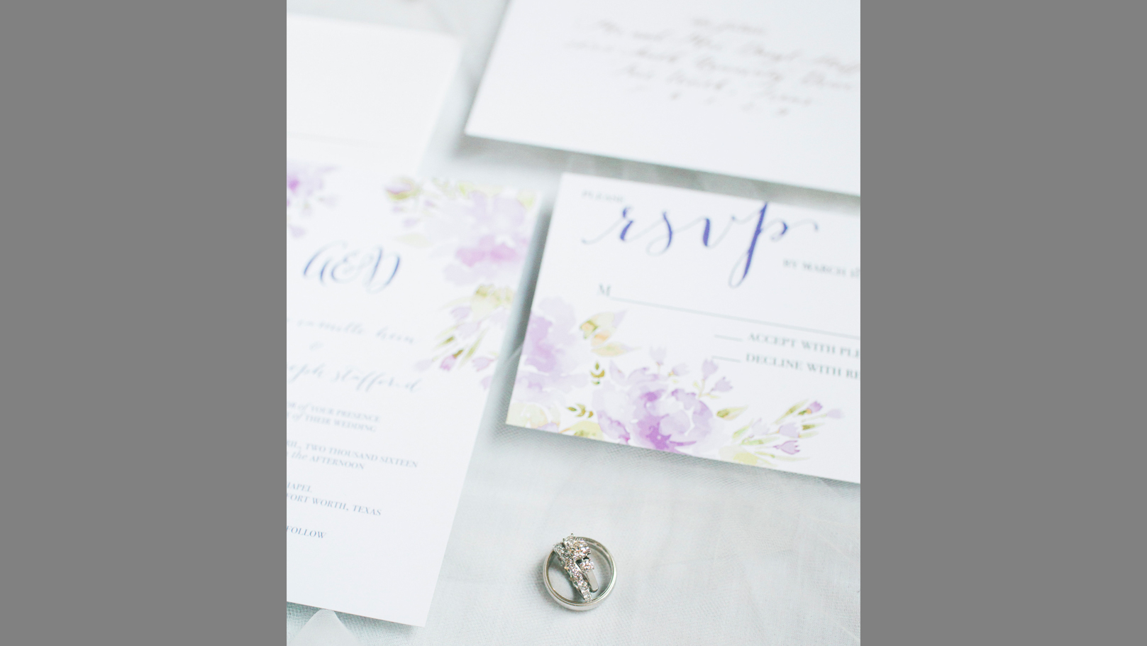 fingerprint design's closeup photo of Andrea's Watercolor Wedding Invitation Suite