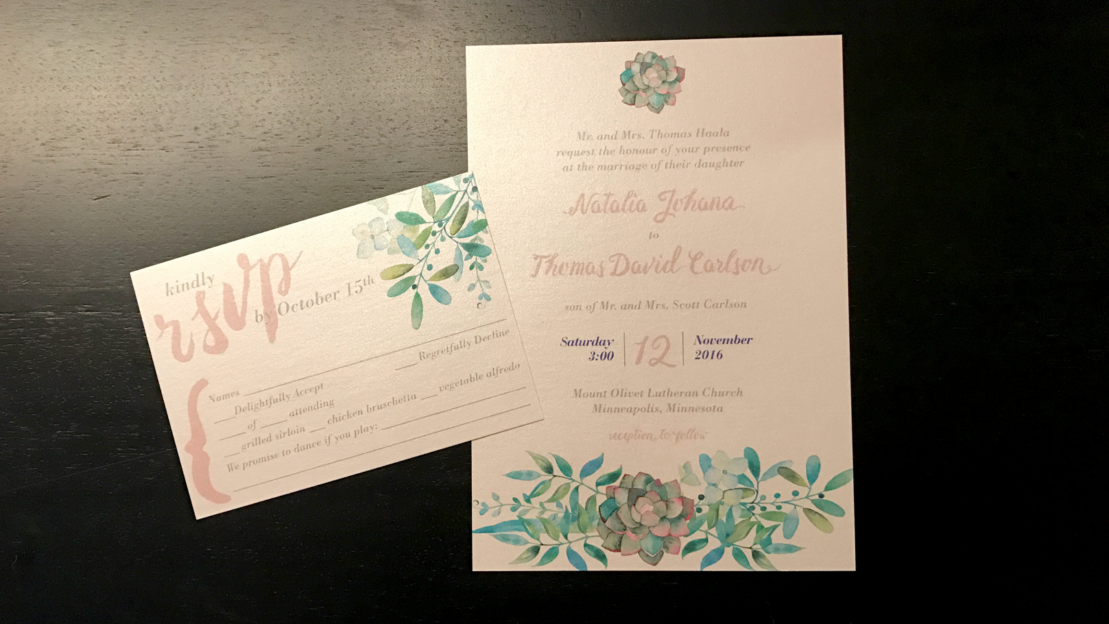 fingerprint design's closeup photo of Natalia's Succulents Wedding Suite
